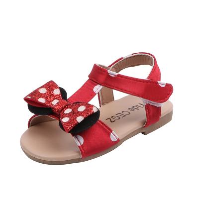 China Wholesale Light Weight Red Soft Infant Baby Shoes Girls Bow Sparkle Casual Sandals for sale