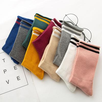 China Wholesale Breathable Solid Color Stripe Slouch Kids Socks Fashion Little Girls Winter Tube Socks for sale