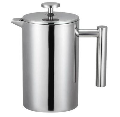 China Stainless Steel Viable Silver Color Wall Coffee Plunger Coffee Pot Coffee Kettle Straight Double Mirror for sale