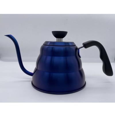 China WITH LID 1.0L high quality elegant blue color finish slim gooseneck spout for hand drip pour over coffee kettle for sale