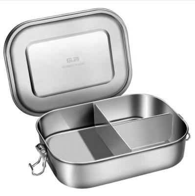 China Cool Keeping Stainless Steel Bento Lunch Box LARGE 3 Sections Holds Two Sides Durable Perfect Sandwich And Lunch Box For Adults Office for sale