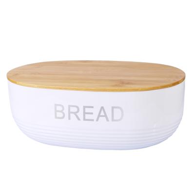 China Food Grade Kitchen Storage Bamboo Lid Sustainable Product Material Plastic Bread Barrel for sale