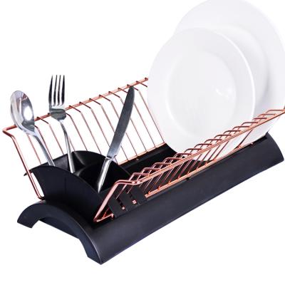 China Sustainable Kitchen Dish Drainer Dish Drying Rack With Removable Cutlery Rack for sale