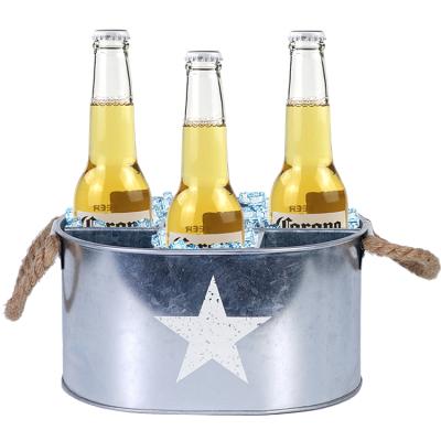 China Sustainable Hot Sale Products Galvanized Metal Ice Bucket For Beer With Rope Handles for sale