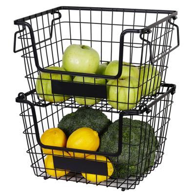 China Amazon Viable Hot Sale Color Metal Black Wire Mesh Basket Stackable Rack for sale