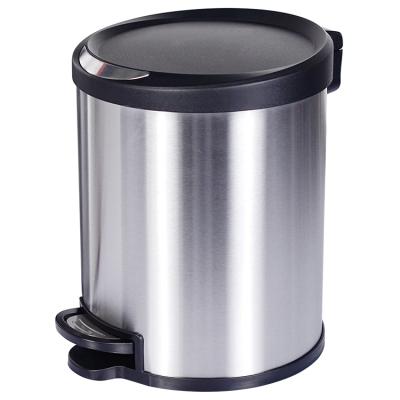 China Factory Price 5L Black Color Stainless Steel Foot Pedal Waste Bin Viable Dust Bin for sale