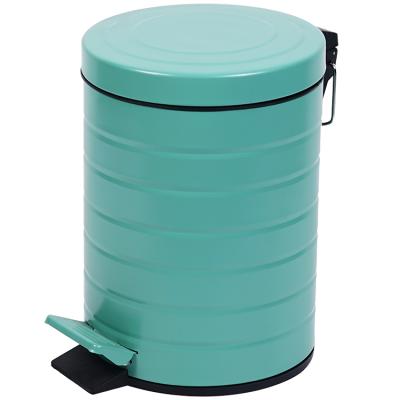 China Sustainable Hot Sale Multi Color Power Coated 5L Metal Waste Bin Foot Operated Dust Bin for sale