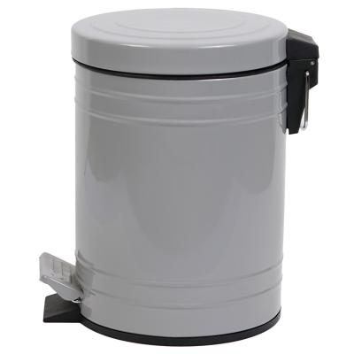 China Gray Color Power Coated Metal Foot Pedal Waste Bin Viable Lightweight Dust Bin for sale