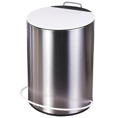 China 5L Fingerprint Heavy Duty Stainless Steel Pedal Rubbish Waste Bin Foot Operated Dust Bin Viable for sale