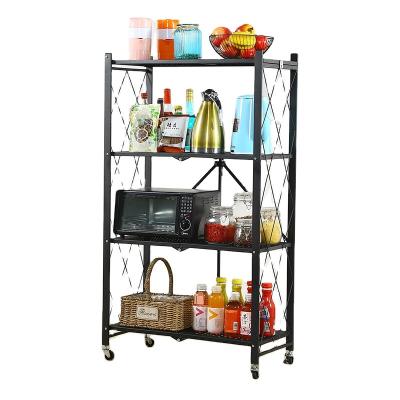 China Viable head office 4 layers metal iron folding stand foldable mobile book shelves for sale