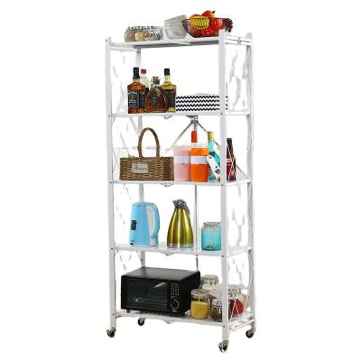 China Multi Layer Sustainable Installation Freestanding Movable Rolled Kitchen Folding Racks For Home Standing Racks for sale