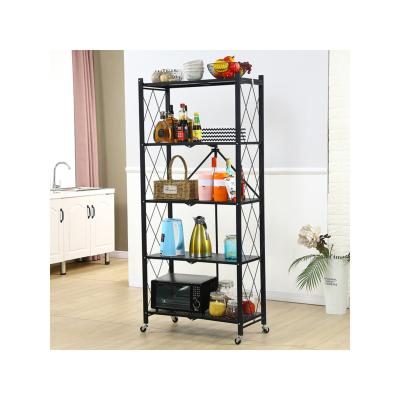 China Multi-Functional Storage Rack Bedroom Household Office Storage Book Shelves Folding Movable Finishing Rack for sale