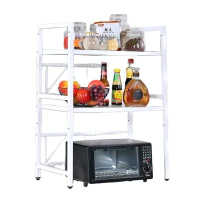 China Viable Home Wholesale Home Kitchen Organizer 3 Tiers Black Metal Folding Storage Rack For Storage for sale