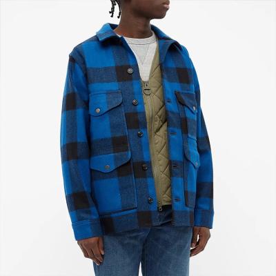 China Anti-pilling High Quality Button Up Oversized Plaid Custom Shirts Work Long Sleeve 100% Wool Wholesale for sale