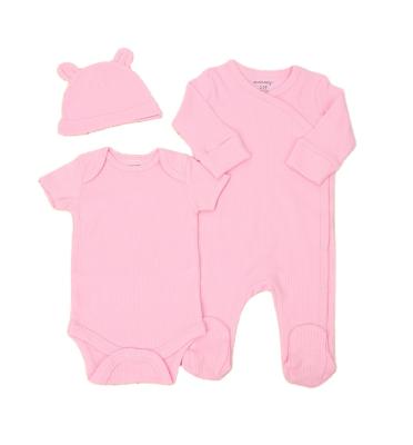 China 100% Cotton Autumn Newborn Baby Boy Girl Newborn Infant Clothes Set 3PCS Romper+Bodysuit+Cap Set for sale