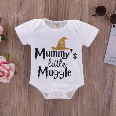 China Cotton Baby Round Neck Sleeve Letter Print Romper Halloween Style One Piece Short Jumpsuit for sale