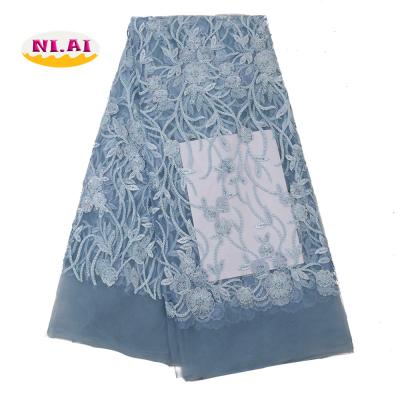 China Sustainable New Arrival African Lace Fabrics100% Polyester Yoruba Fabric Luxury Handmade Embroidered Lace for sale