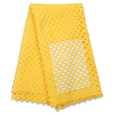 China Viable Yellow Color Fabric Lace African Silk Lace Fabric Lace Fabrics With Stones Nigerian Milk Fiber Lace Fabric For Sewing XZ4141B for sale