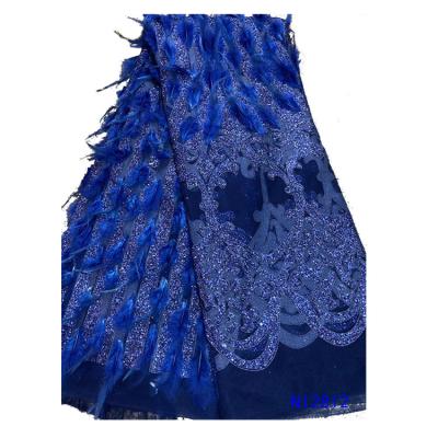 China High Quality French African Feather Tulle Lace Fabric Viable For Wedding for sale