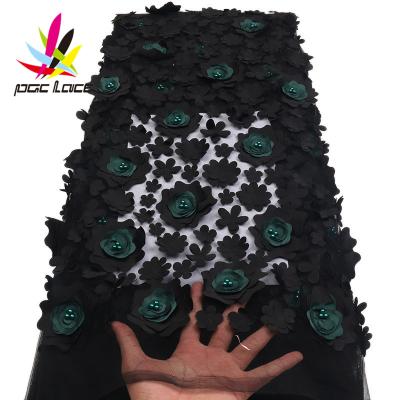 China Viable 3D Flower Beads Hot Sale African Lace Embroidery Lace Fabric 1719B for sale