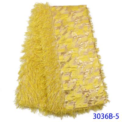 China Viable nigerian brocade lace fabric yellow french african lace color lace material for dress XZ3036B for sale