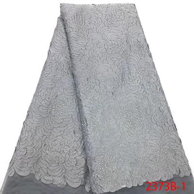 China High Quality New Arrival Viable French Lace Fabric High Quality Beaded Lace For Wedding Nigeria Fabric For Women Dress XZ2373B for sale