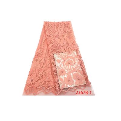 China Viable French Lace Fabric New Arrival High Quality Beaded Lace For Wedding Nigeria Fabric For Women Dress XZ2367B for sale