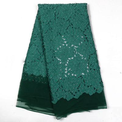 China 2019 Viable Wedding Dress Wholesale Green French Bridal African Lace Fabric for sale