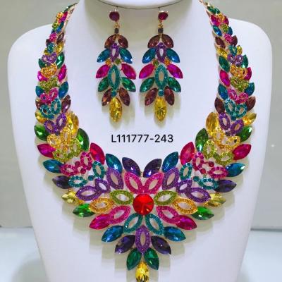 China African Fashion Party Jewelry Crystal Pink Bridal Jewelry Sets Teardrop Shape Wedding Viable Necklace Earrings Sets Accessories for sale