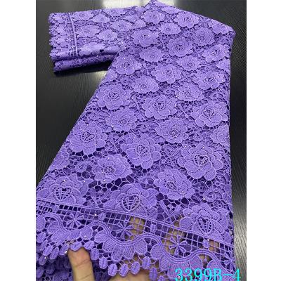 China 2021 New Design Viable Royal Blue Rope Lace With Stones African Dissolvable Fabric Embroidery Lace for sale