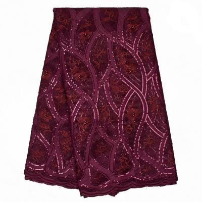 China 2019 African Viable Nigerian Embroidered Polyester Mesh Lace Fabric for sale