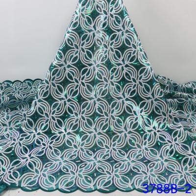 China Sustainable Turkey Nigeria Sequins Embroidery Net Fabrics Sample High End Lace for sale