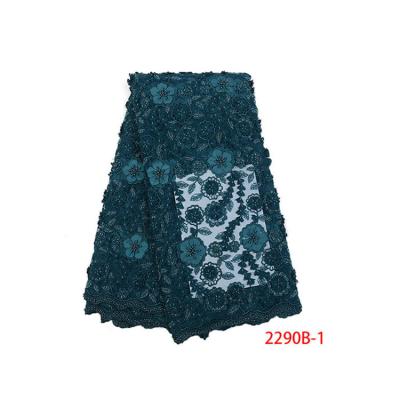 China 2018 Sustainable Hot Sale 3D Flower Embroider Lace Fabric With Beads XZ2290B for sale