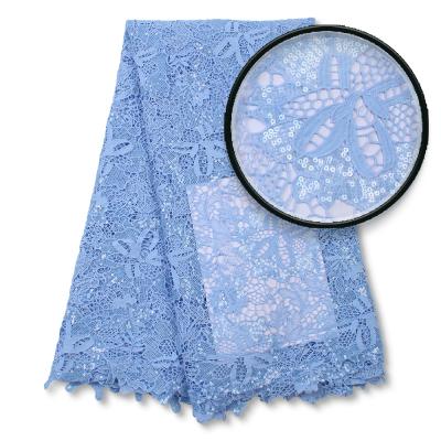 China High Quality Viable African Cotton Nigeria Atiku Lace Fabric Sky Blue Milk Lace Fabric For Men Polish Lace Fabric Cord XZ4625B for sale