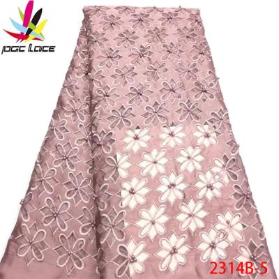 China 2019 Polyester Viable New 100% Stock Lacer Cut Lace Fabric With Beads In High Quality For Wedding ClothingXZ2314B for sale