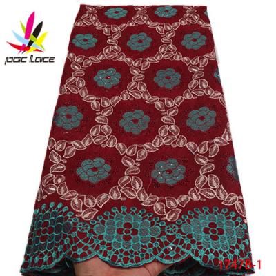 China Wholesale Good Quality Viable 100% Cotton Guipure Lace Fabric With Stones For Ladies Dresses XZ1747B for sale