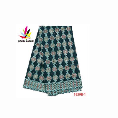 China 2018 African Cotton Fabric Wholesale High Quality Viable 100% Swiss Voile Lace In Switzerland Cotton Fabric With Stone XZ1929B for sale