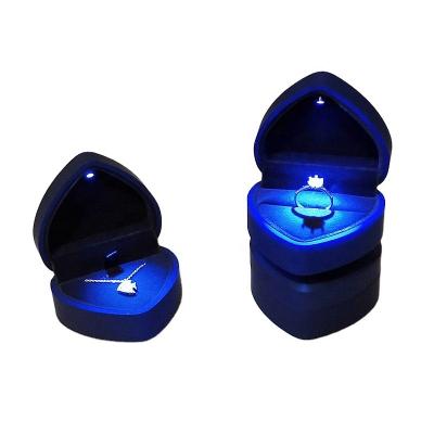 China Luxury Romantic Ring Earring Necklace Storage Jewelry Box Made In China Plastic Velvet Heart Shape Led Ring Box With Logo Necklace Engagement Box for sale