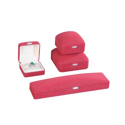 China Manufacturer New Release Jewelry Set Direct Custom Logo Eco-Friendly Box Red PU Leather Jewelry Storage Box For Ring Pendant Bracelet for sale