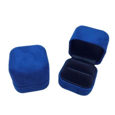 China Wholesale Hot Selling Jewelry Box Wholesale Hot Selling Navy Blue Faux Suede Jewelry Storage Custom Black Strategist Ring Box With Satin Fabric Velvet Necklace Box for sale