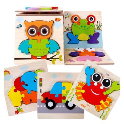 China Toy Baby Wood Toys Games Educational For Children Educational Cartoon Intelligence Animal Puzzle Train Montessori Matching Toys for sale