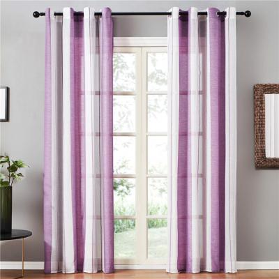 China Translucidus Factory Supply Geometric Purple Faux Printed Backdrop Window Voile Cloth Curtain for sale