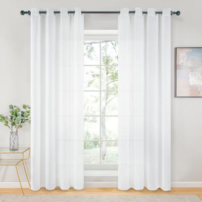 China High Quality Translucidus Plain Gray And White Faux Linen Macrame Valance Hotel Decoration Window Voile Curtains for sale