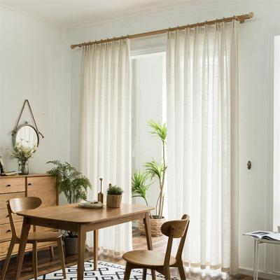 China Modern Home Decoration Natural Textured Woven Voile Linen Curtain Simple Sheer Curtains for sale