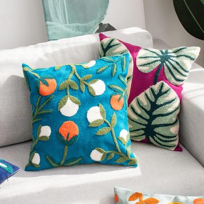 China Anti-static Spring Hot Flowers Open Wool Embroidery Pillowcase Universal Four Seasons Living Room Cushion Cover for sale