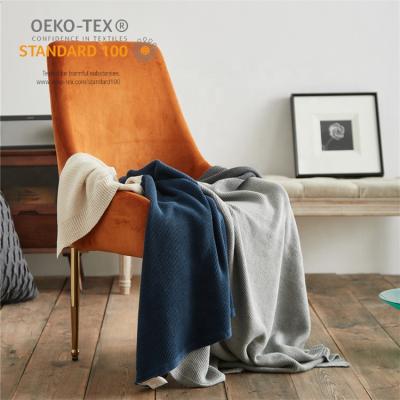 China Latest Design Creative Color Matching Cotton Knitted Blanket Simplicity Knitted 100% Blanket Custom Anti-Static for sale