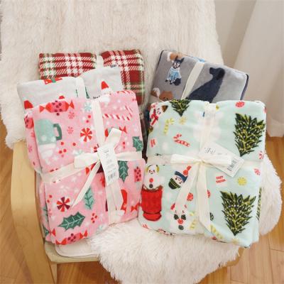 China Nordic Christmas Flannel Fluffy Printed Blanket Anti-Static Throws Office Casual Lovely Baby Blanket For Newborns for sale