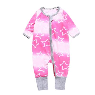 China Cozy Lip Star Printed Long Sleeve Zipper Overalls Baby Boy Cotton Rompers Baby One Piece Jumpsuit for sale