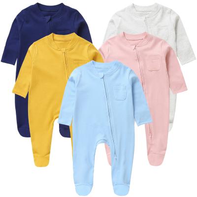 China Cotton Cozy Baby Long Sleeve Baby Romper Pajamas Long Sleeve Baby Onesie Zipper Romper Pajamas for sale