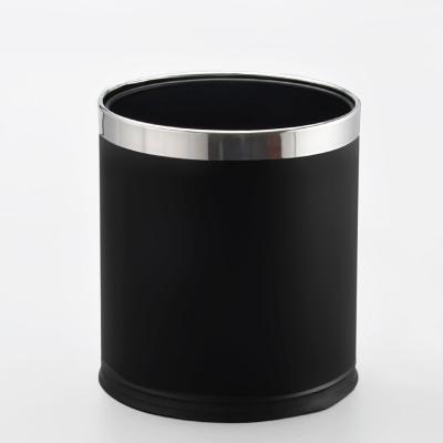 China Wholesale Durable Waste Bucket Dust Bin Desktop Stainless Steel Double Layer Trash Can for sale